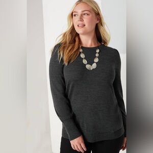 NWT J. Jill Washable Merino Wool Blouson Sleeve Pullover Gray Size‎ XL Petite